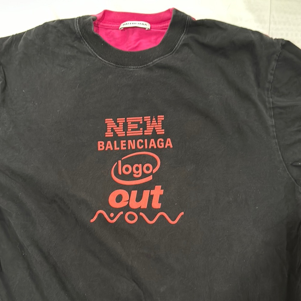 Balenciaga Black and Red Graphic Tee